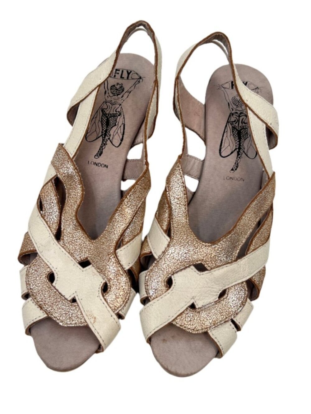 Fly London Two Tones Leather Slingback Sandals